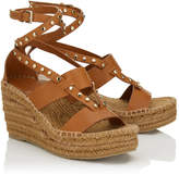 Thumbnail for your product : Jimmy Choo DANICA 80 Tan Vachetta Leather Wedge Sandals with Studs