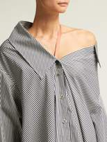 Thumbnail for your product : Palmer Harding Jasmin Off The Shoulder Striped Cotton Shirt - Womens - Blue White