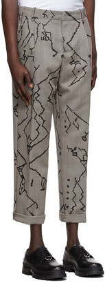 Neil Barrett Grey Herringbone Print Trousers