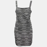 Thumbnail for your product : Pierre Balmain Black and White Stretch Zebra Print Draped Jersey Mini Dress L