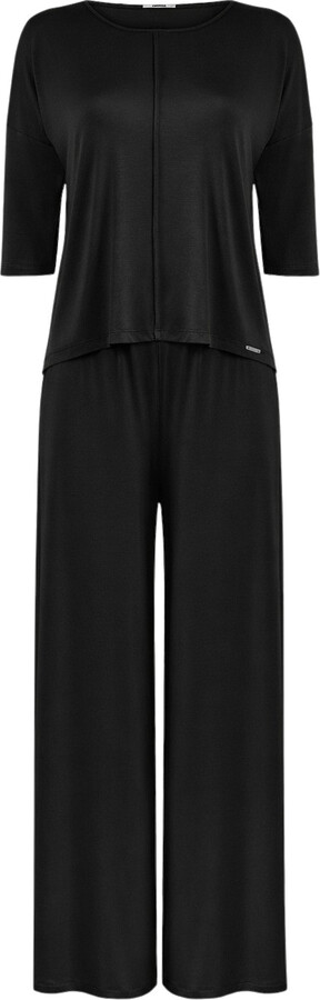 Oh!Zuza Night&Day Jackie Loungewear Pyjama Set With Wide-Leg Trousers – Black
