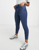 Thumbnail for your product : Miss Selfridge Emily high waist ankle grazer skinny jeans in dark wash blue