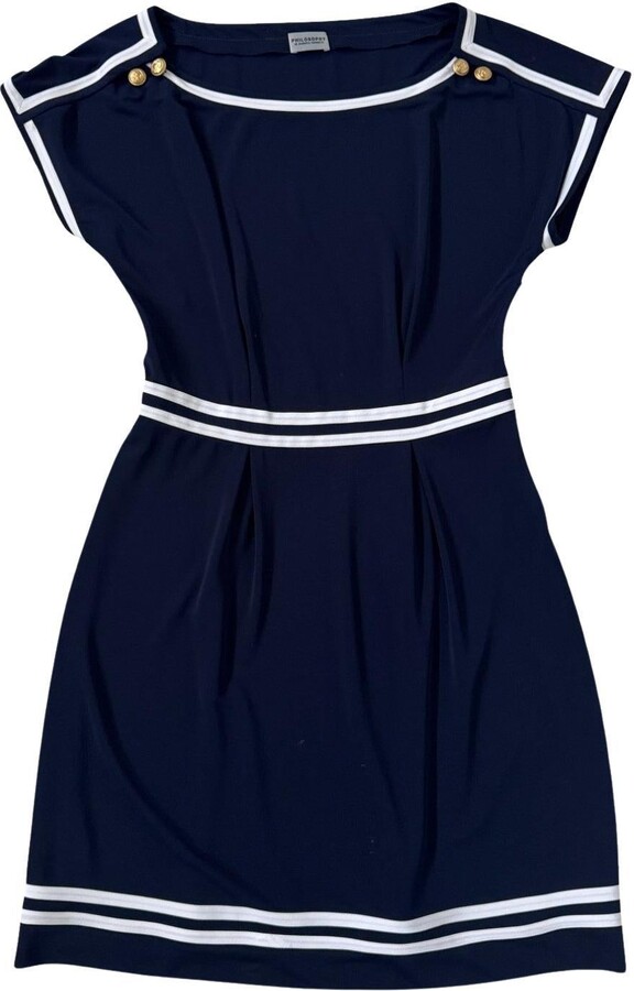 Alberta Ferretti Vintage Philosophy By Nautical-inspired Navy Dress