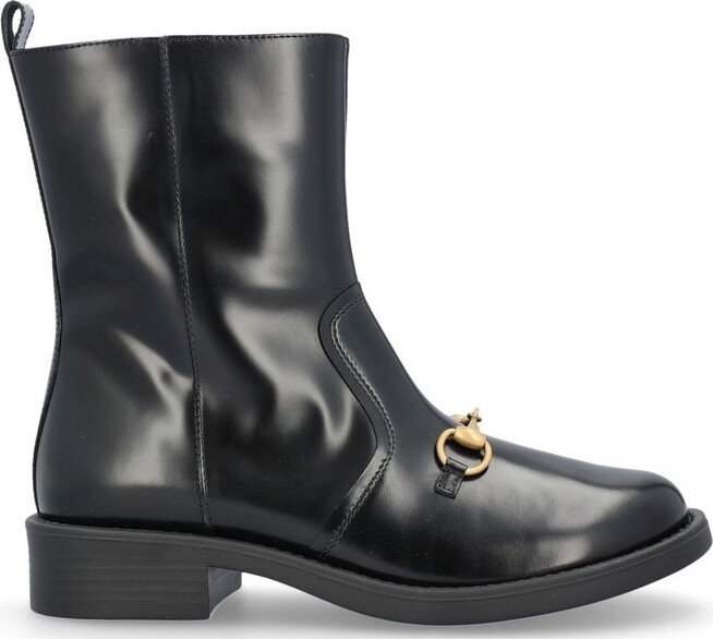 Gucci Leather boot with bee Web - ShopStyle
