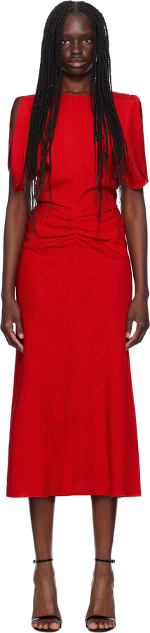 Victoria Beckham Ruched Midi Dress ShopStyle