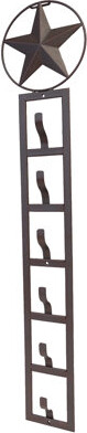 Arran Brown Metal Western Lone Star 6-Hook Over-Door Hanging Baseball Cap Holder