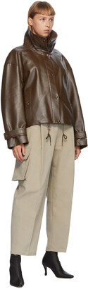 DRAE Brown Faux-Leather Blouson Jacket