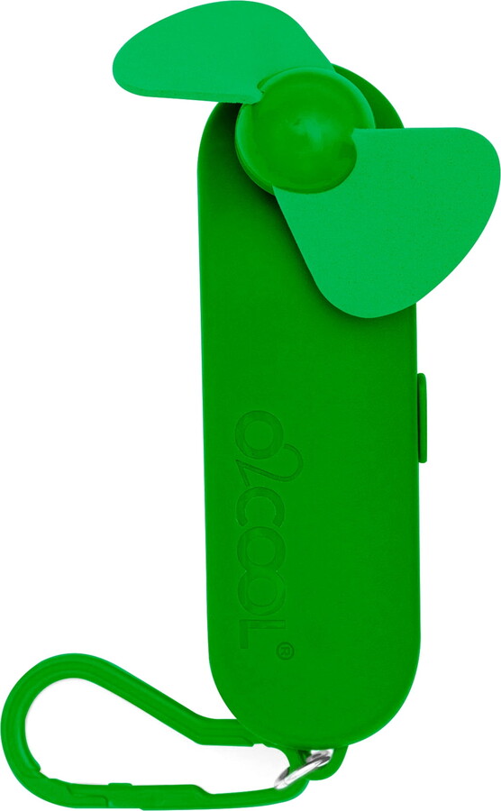 O2Cool 2 inch by 4.2 inch Pocket Carabiner Personal Fan with Batteries, Green - New
