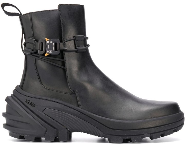 black chelsea boots with buckle