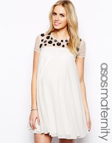 Thumbnail for your product : ASOS Maternity Swing Dress With Floral Embellishment