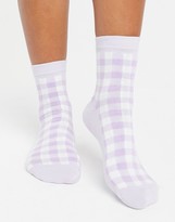 Thumbnail for your product : ASOS DESIGN gingham socks in lilac