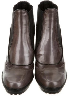 Tod's Patent Leather Platform Ankle Boots