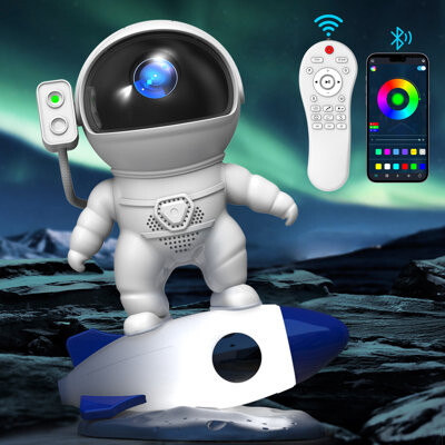Hyperlite-US Astronaut Rocket Nebula Projector Lamp with Timer, Remote & Bluetooth Speaker for Bedroom & Home Decor