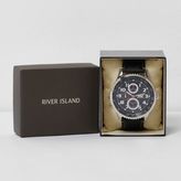 Thumbnail for your product : River Island Mens Black silver tone bezel watch