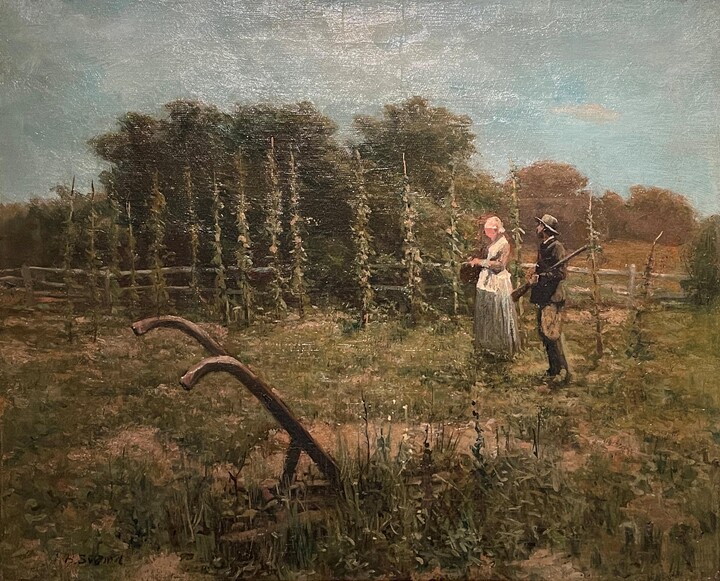 James Brade Sword, "Couple in the Field, " James Brade Sword, Hunter on Farm Landscape