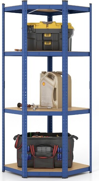 Tangkula 4-Tier Adjustable Garage Storage Utility Rack Corner Shelving Unit for Warehouse Blue
