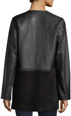 J Brand Emory Open-Front Zip-Off Leather & Suede Jacket