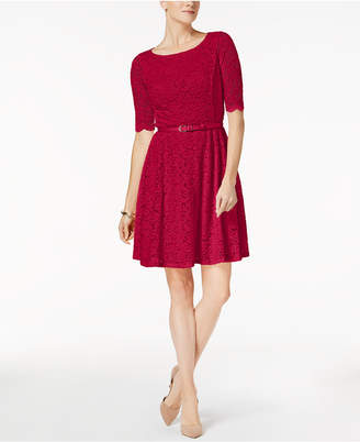 Charter Club Belted Lace Dress, Created for Macy's