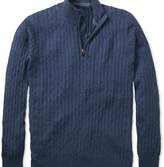 Thumbnail for your product : Charles Tyrwhitt Indigo cotton cashmere cable zip neck jumper