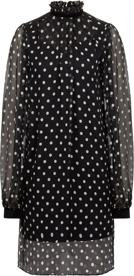 Nina Ricci Polka-Dot Ruffled Mini Dress