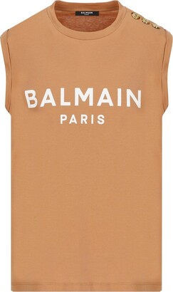 Balmain Logo Printed Sleeveless Tank Top