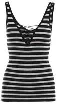 Thumbnail for your product : Minnie Rose Striped Rib Lace Up Tank