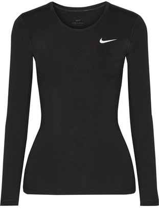 Nike Pro Cool Mesh-paneled Dri-fit Stretch-jersey Top - Black