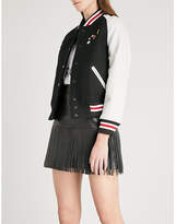 Thumbnail for your product : Zadig & Voltaire Birdie wool-blend and leather bomber jacket