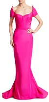 Thumbnail for your product : Zac Posen Off-The-Shoulder Back Bow Silk Faille Gown