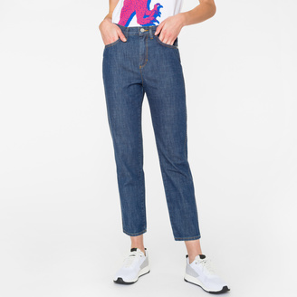 Paul Smith Women's Indigo Denim 'Girlfriend' Jeans With Pocket Appliqué