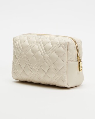 Love Moschino Women's White Makeup Bags & Storage - Quilted Medium Cosmetic Bag - Size One Size at The Iconic