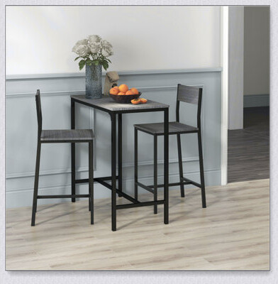17 Stories 3 Piece Bar Table And Chairs Industrial Dining Table Set For 2 Counter Height Kitchen Table