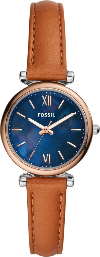 Fossil Women's Carlie Mini Brown Leather Strap Watch 28mm - ShopStyle