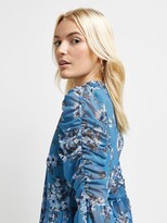 Thumbnail for your product : River Island Tie Neck Floral Tea Mesh Midi Dress - Blue