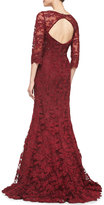 Thumbnail for your product : Rickie Freeman For Teri Jon 3/4-Sleeve Lace Overlay Gown