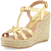 Thumbnail for your product : Andre Assous Jaime Metallic Raffia Gladiator Wedge, Gold