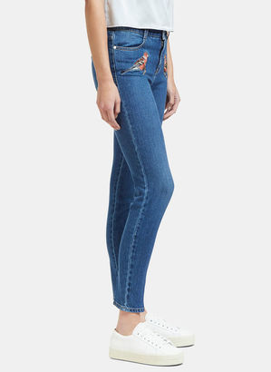 Stella McCartney Women’s Bird Embroidered Slim Leg Jeans in Blue