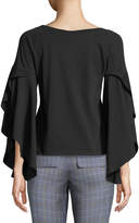 Thumbnail for your product : Robert Rodriguez Ruffle-Sleeve V-Neck Cotton Tee