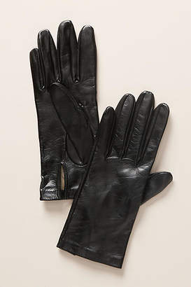 Carolina Amato Leather Silk-Lined Gloves