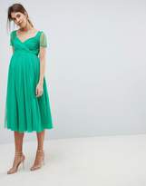 Thumbnail for your product : ASOS Maternity Tulle Midi Dress With Sheer Sleeve
