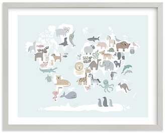 Pottery Barn Kids Minted Wild World Map Wall Art by Jessie Steury