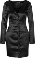 Thumbnail for your product : boohoo Satin Off The Shoulder Button Detail Blazer Dress