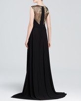 Thumbnail for your product : Vera Wang Gown - Cap Sleeve Metallic Foil Illusion Back