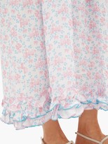 Thumbnail for your product : Gül Hürgel Ruffled Sleeve Floral-print Linen Dress - Pink Multi