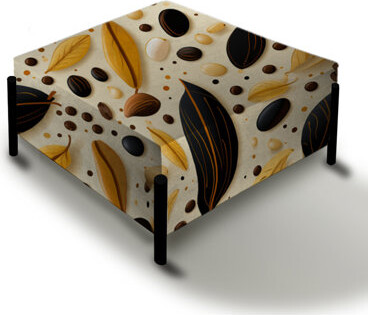 Design Art Botanical Cream And Coffee Pattern II - Botanical Large Square Ottoman