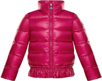 Moncler Anette Ruffle-Trim Quilted Coat, Size 8-14