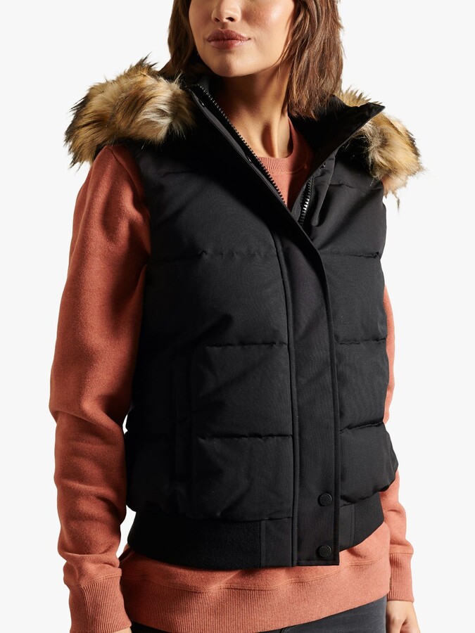 ladies fur hood gilet