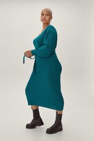 Thumbnail for your product : Nasty Gal Womens Plus Size Belted Knitted Midi Dress - Green - 20