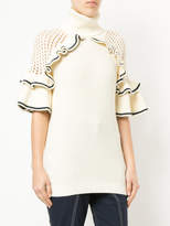 Thumbnail for your product : Self-Portrait ruffle trim knitted top