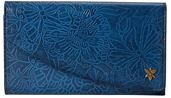Hand Painted Original Artwork Floating Feathers Ivory Anuschka Womens Genuine Leather Checkbook Cover 